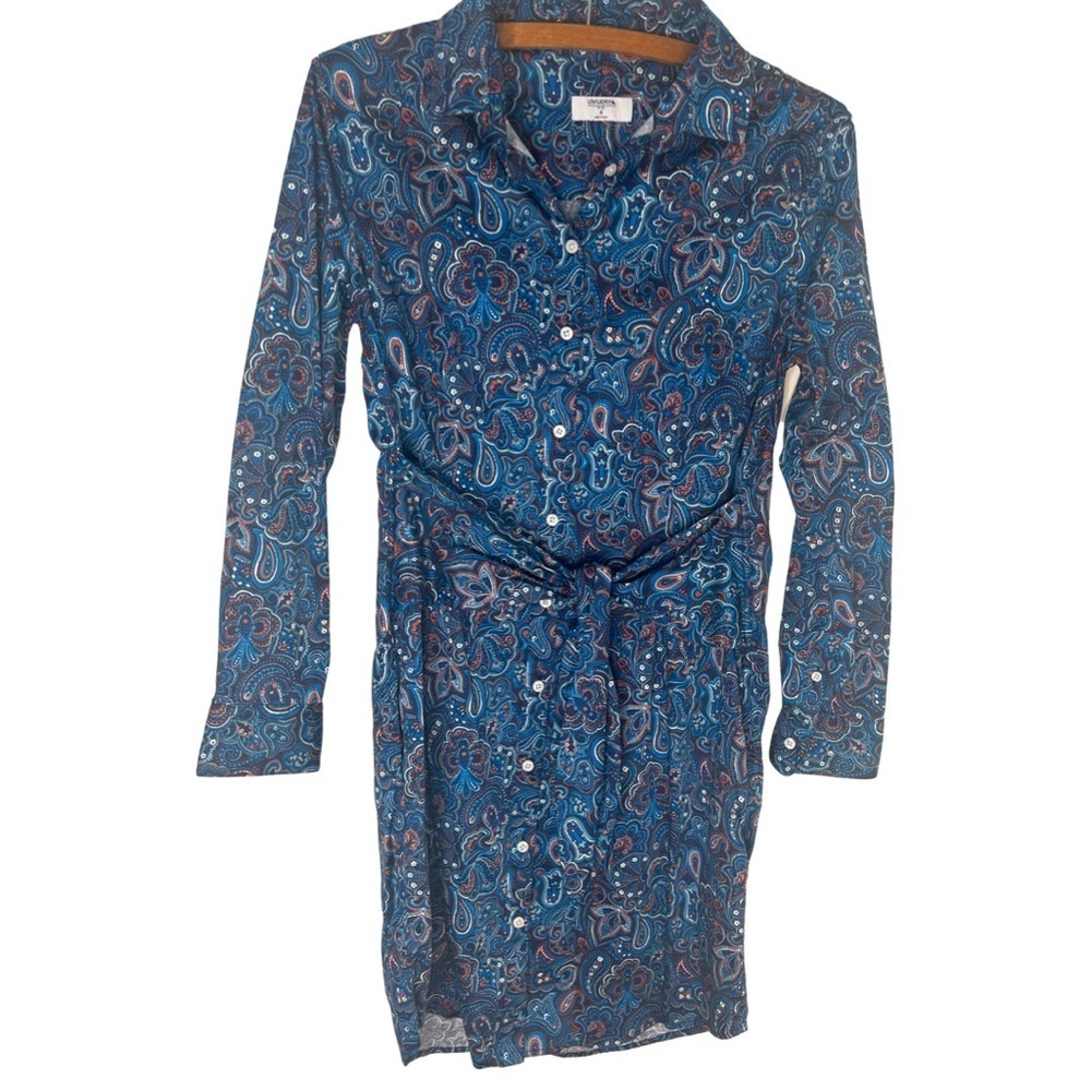 UNTUCKit Blue Paisley Long-Sleeve Shirt Dress